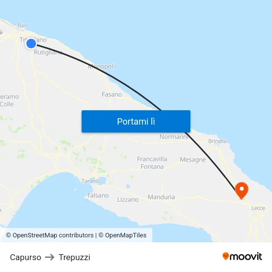 Capurso to Trepuzzi map