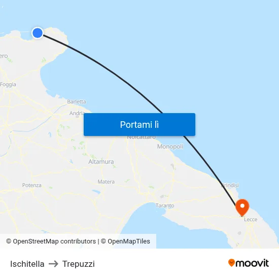 Ischitella to Trepuzzi map