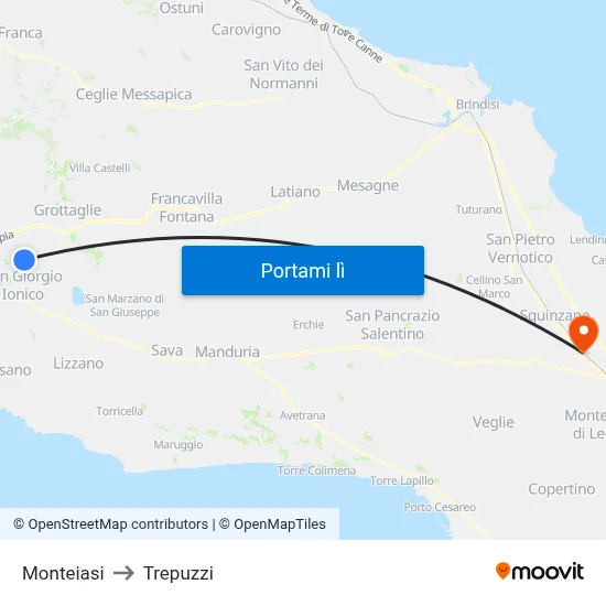 Monteiasi to Trepuzzi map