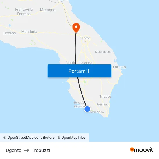 Ugento to Trepuzzi map
