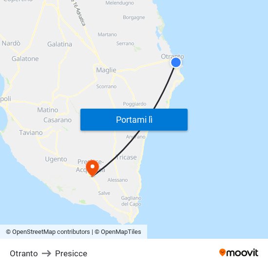 Otranto to Presicce map