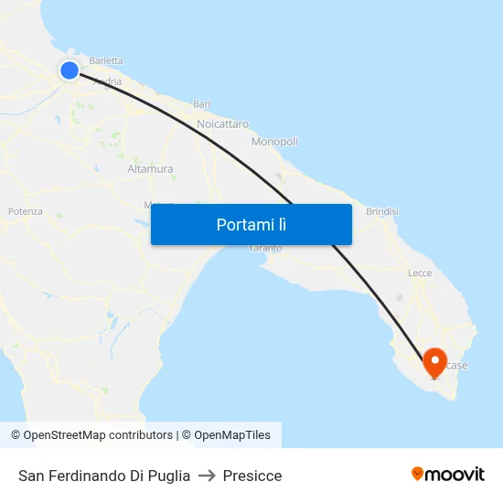 San Ferdinando Di Puglia to Presicce map