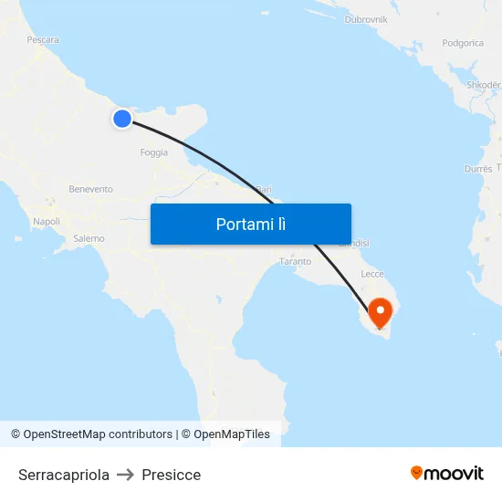 Serracapriola to Presicce map
