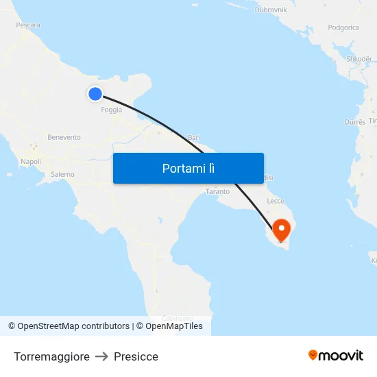 Torremaggiore to Presicce map