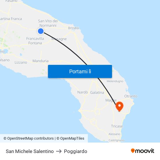 San Michele Salentino to Poggiardo map
