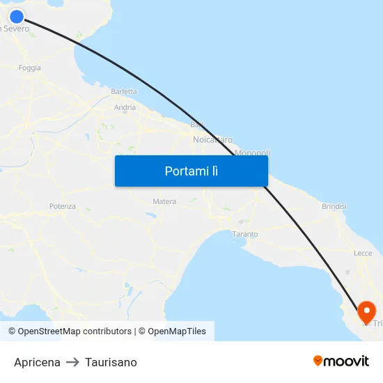 Apricena to Taurisano map