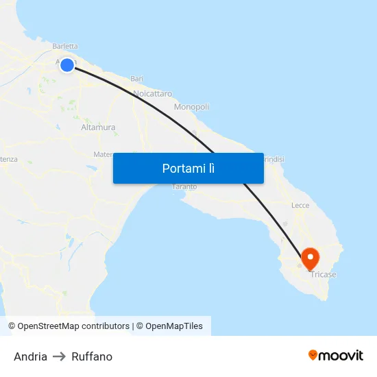 Andria to Ruffano map