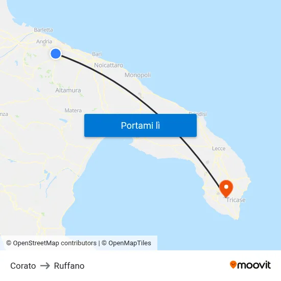 Corato to Ruffano map