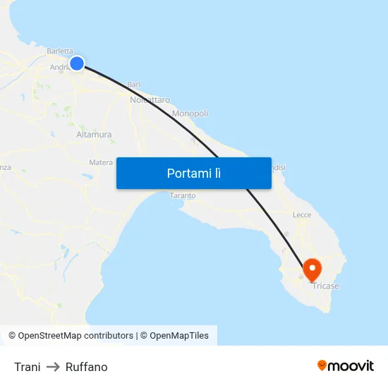 Trani to Ruffano map