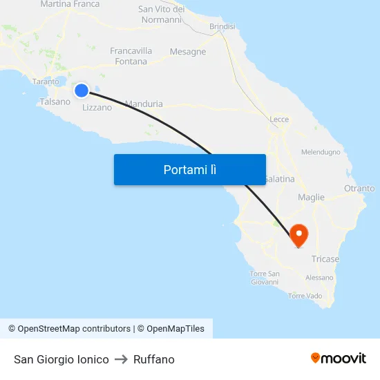 San Giorgio Ionico to Ruffano map