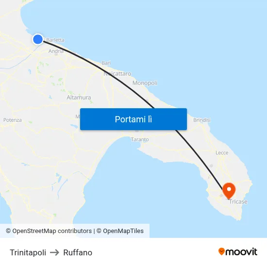 Trinitapoli to Ruffano map