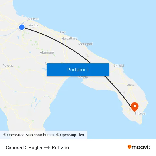 Canosa Di Puglia to Ruffano map
