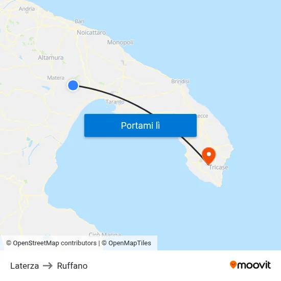Laterza to Ruffano map
