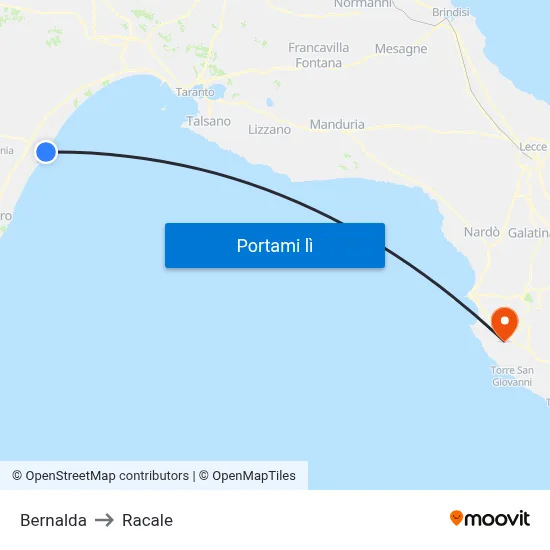 Bernalda to Racale map