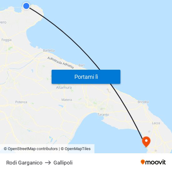 Rodi Garganico to Gallipoli map