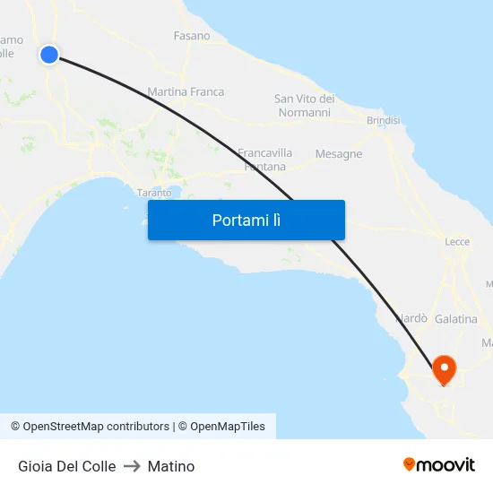 Gioia Del Colle to Matino map