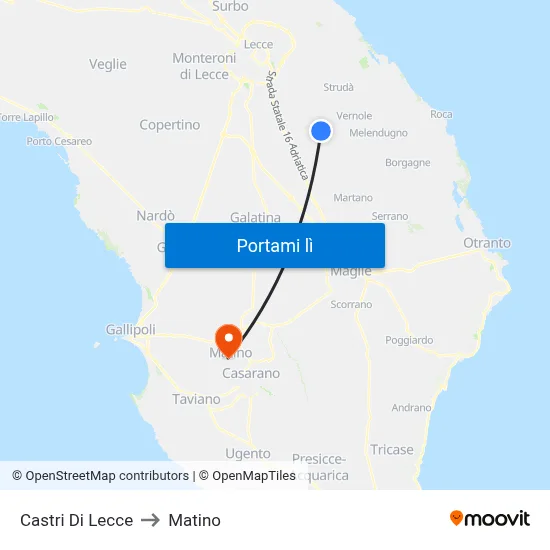 Castri Di Lecce to Matino map