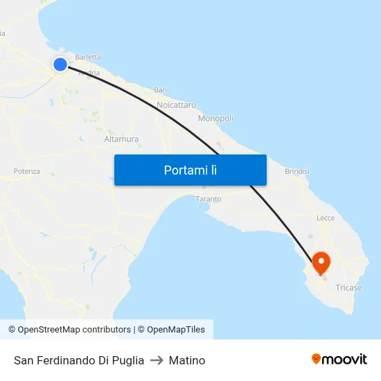San Ferdinando Di Puglia to Matino map