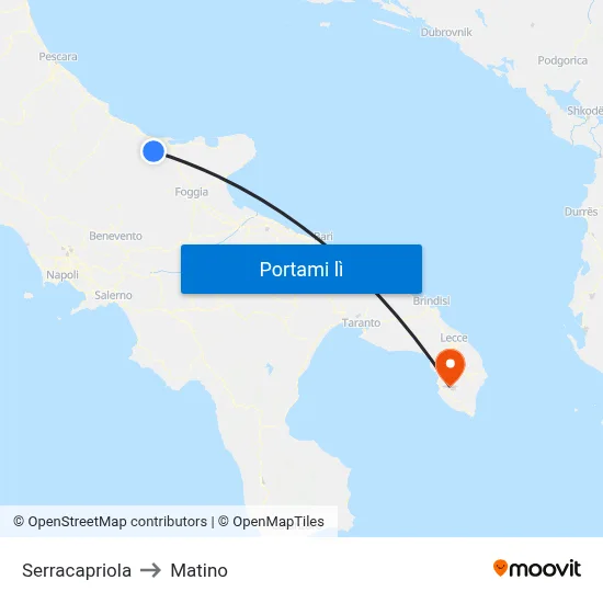 Serracapriola to Matino map