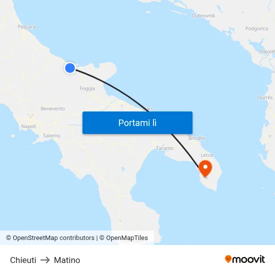 Chieuti to Matino map