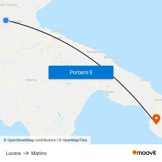 Lucera to Matino map