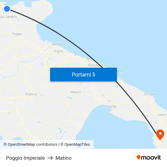 Poggio Imperiale to Matino map