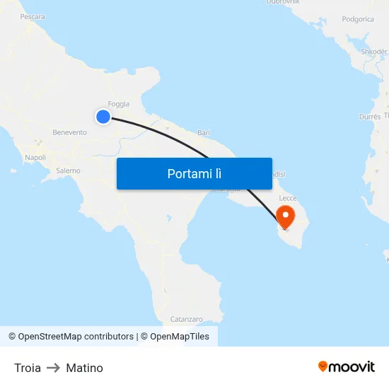 Troia to Matino map