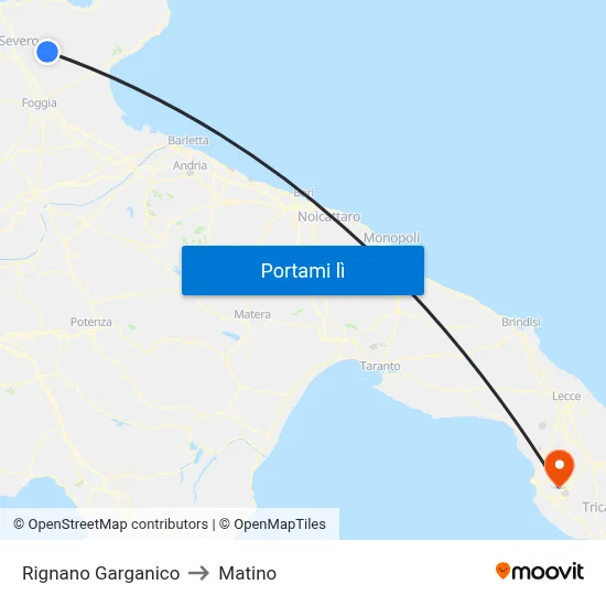 Rignano Garganico to Matino map