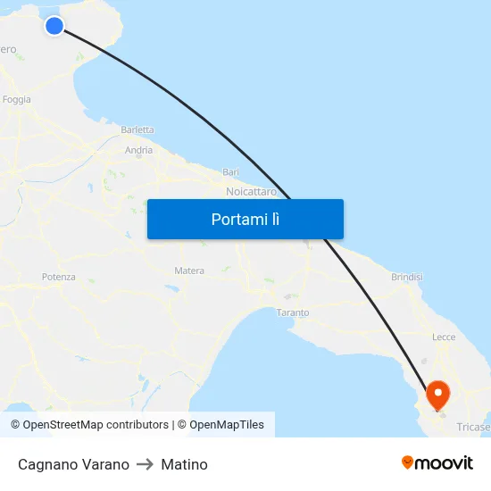 Cagnano Varano to Matino map