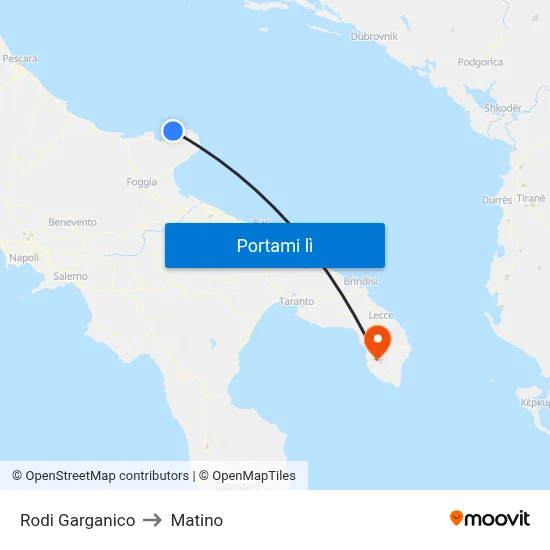 Rodi Garganico to Matino map
