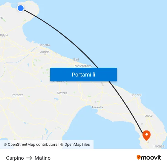 Carpino to Matino map