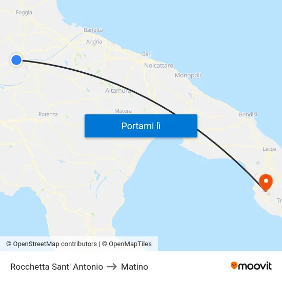 Rocchetta Sant' Antonio to Matino map