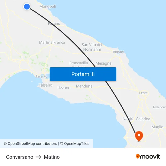 Conversano to Matino map