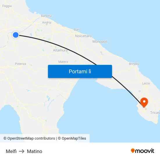 Melfi to Matino map