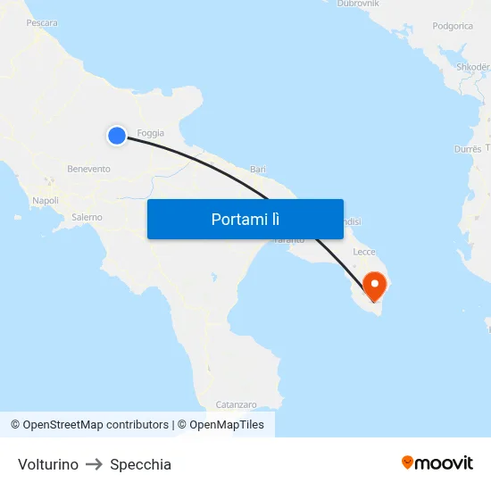 Volturino to Specchia map