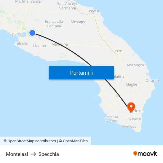 Monteiasi to Specchia map