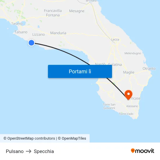 Pulsano to Specchia map