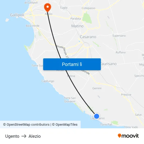 Ugento to Alezio map