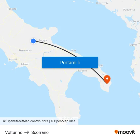 Volturino to Scorrano map