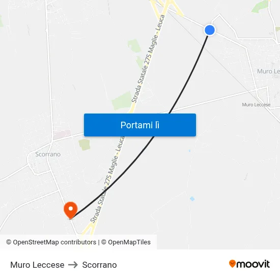 Muro Leccese to Scorrano map
