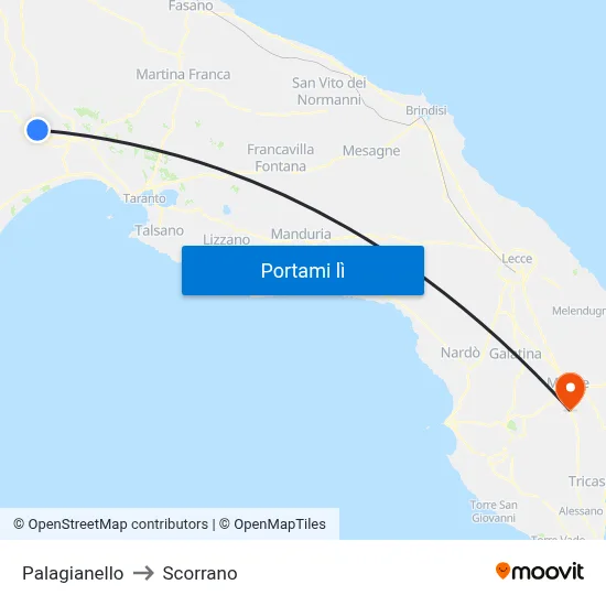 Palagianello to Scorrano map