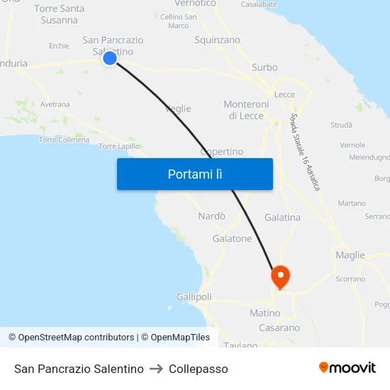San Pancrazio Salentino to Collepasso map