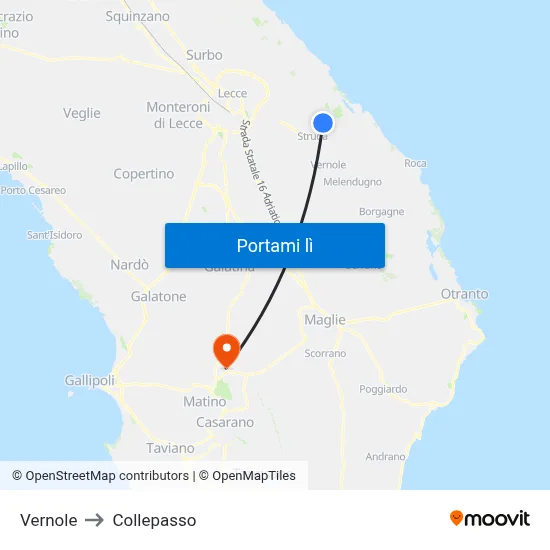 Vernole to Collepasso map