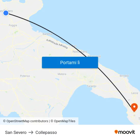 San Severo to Collepasso map