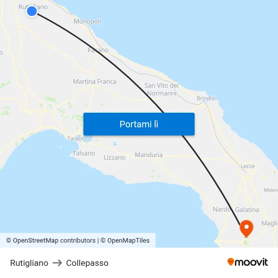 Rutigliano to Collepasso map