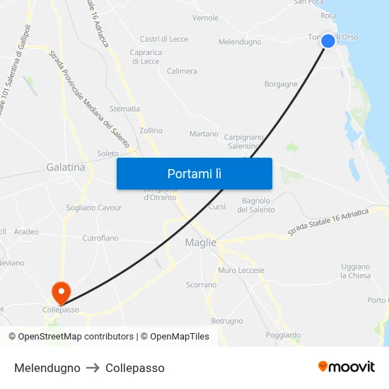Melendugno to Collepasso map