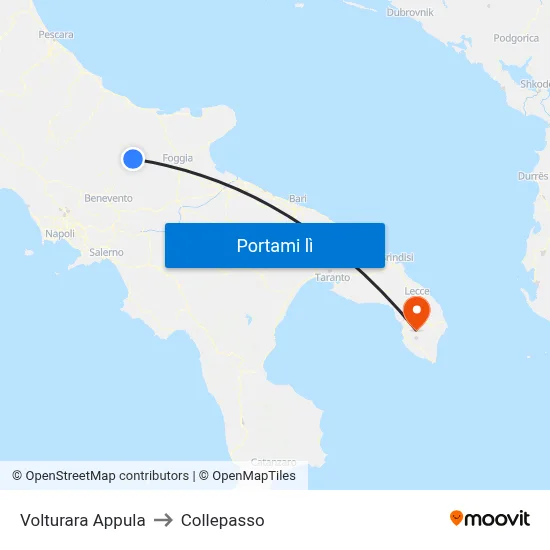 Volturara Appula to Collepasso map