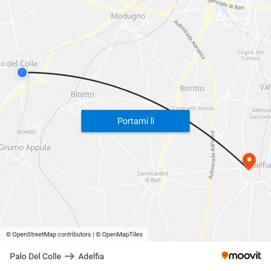 Palo Del Colle to Adelfia map