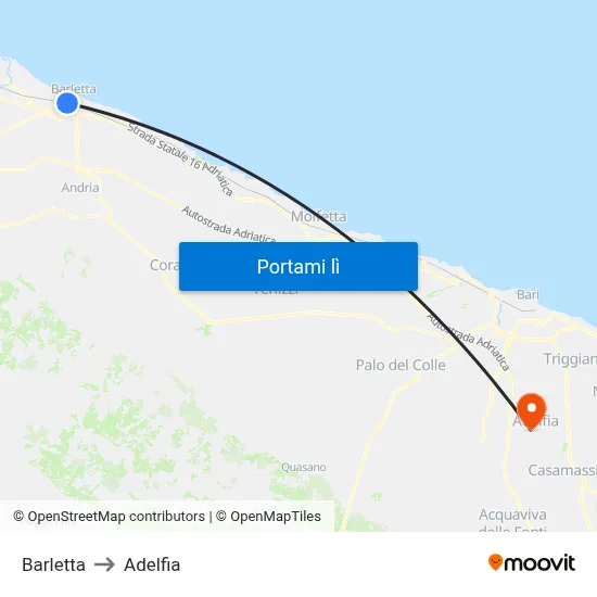 Barletta to Adelfia map