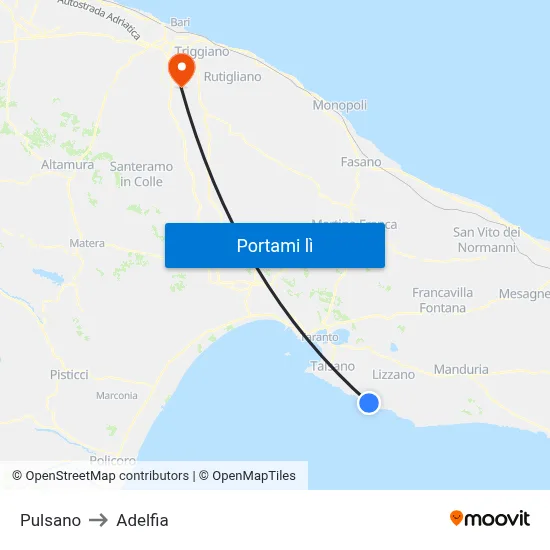 Pulsano to Adelfia map